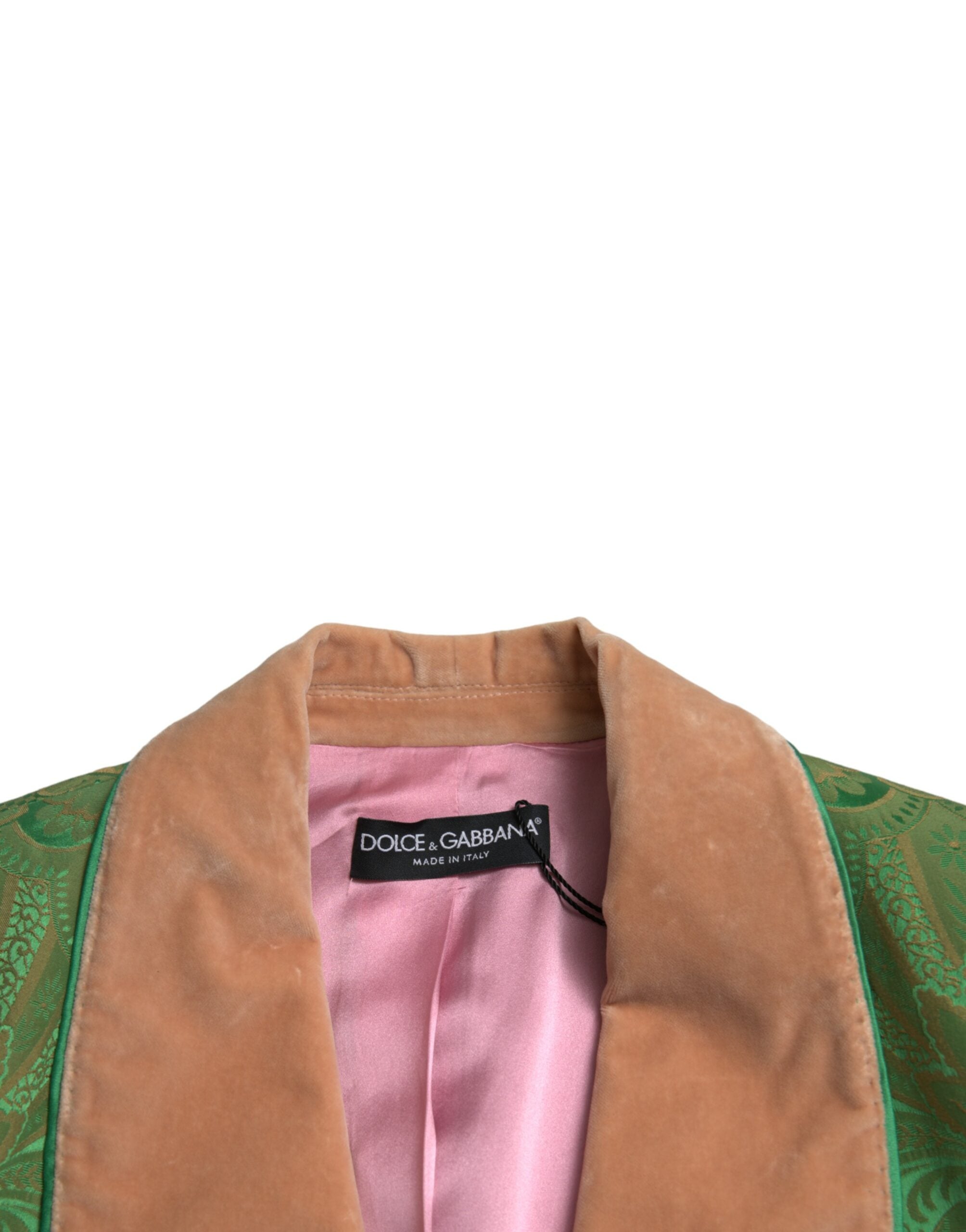 Dolce & Gabbana grüner doppelreihiger Mantel mit Blumenmuster