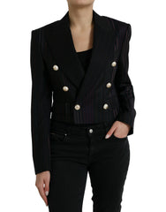 Dolce & Gabbana Schwarze gestreifte SICILIA Zweireiher-Jacke