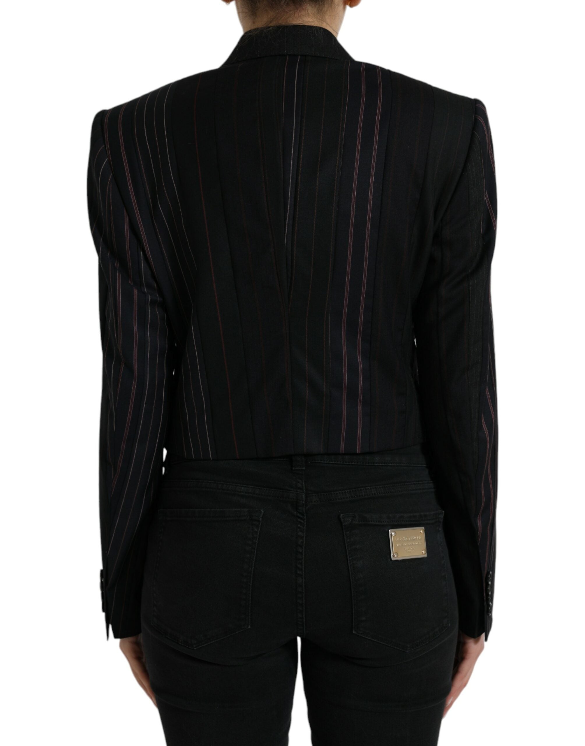 Dolce & Gabbana Schwarze gestreifte SICILIA Zweireiher-Jacke