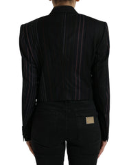 Dolce & Gabbana Schwarze gestreifte SICILIA Zweireiher-Jacke