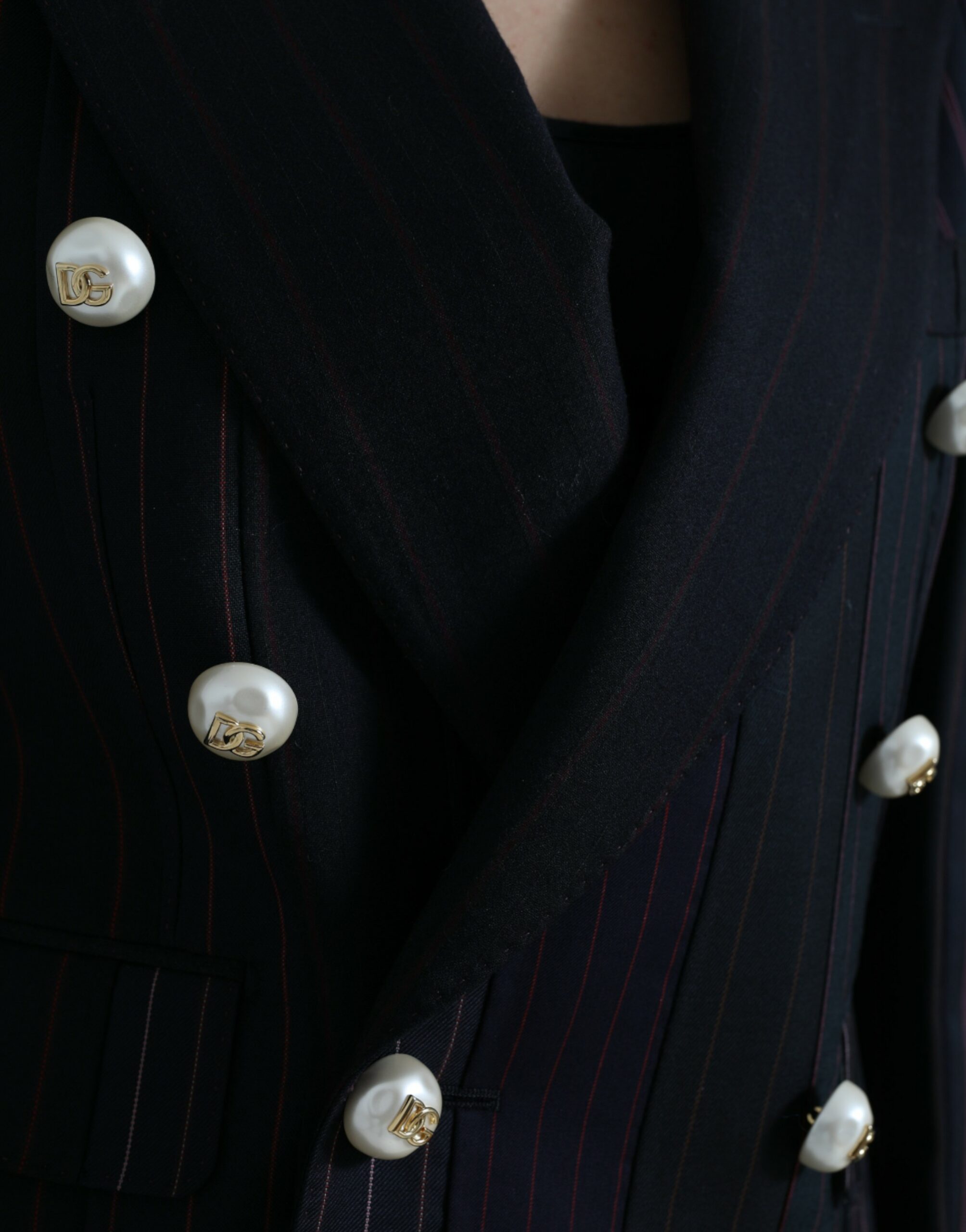 Dolce & Gabbana Schwarze gestreifte SICILIA Zweireiher-Jacke