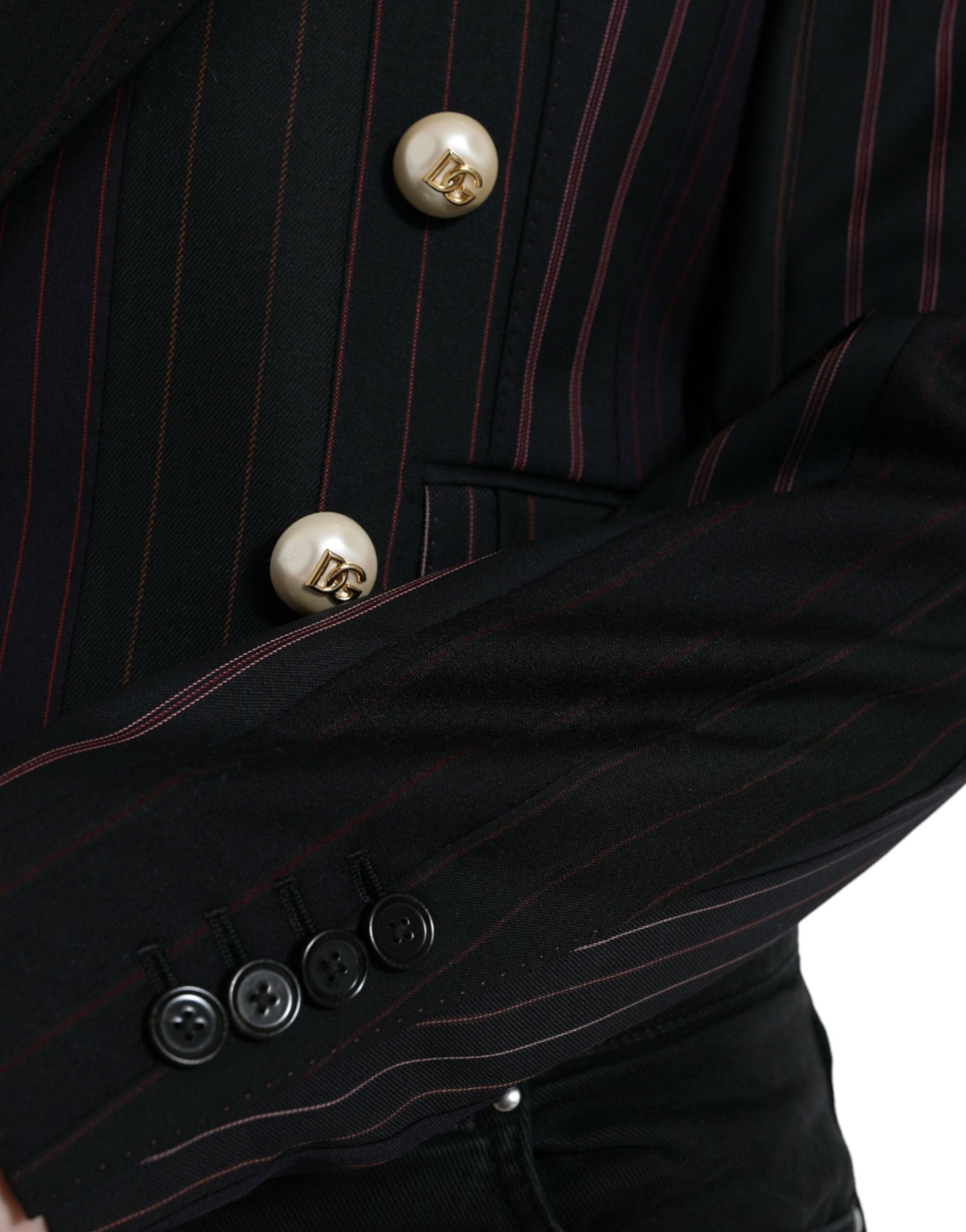 Dolce & Gabbana Schwarze gestreifte SICILIA Zweireiher-Jacke