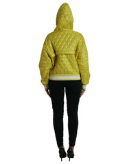 Dolce & Gabbana Gelbe Steppjacke mit Kapuze aus Nylon