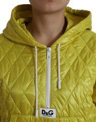 Dolce & Gabbana Gelbe Steppjacke mit Kapuze aus Nylon