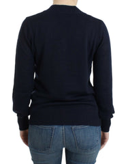Costume National Donkerblauwe V-hals wollen trui