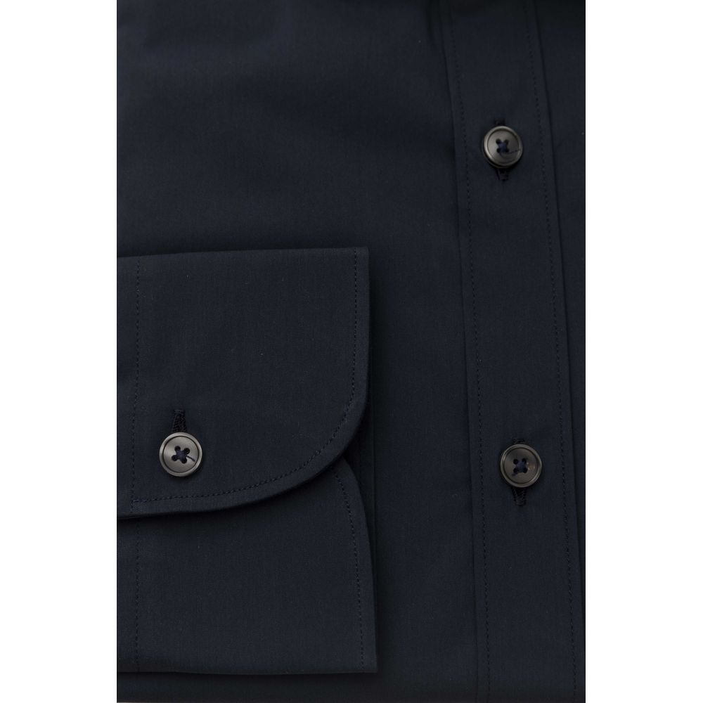 Bagutta Blaues Baumwoll Herrenhemd Slim Fit mit französischem Kragen