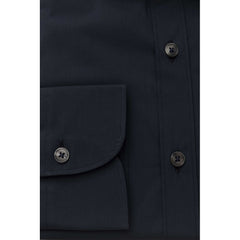 Bagutta Blaues Baumwoll Herrenhemd Slim Fit mit französischem Kragen