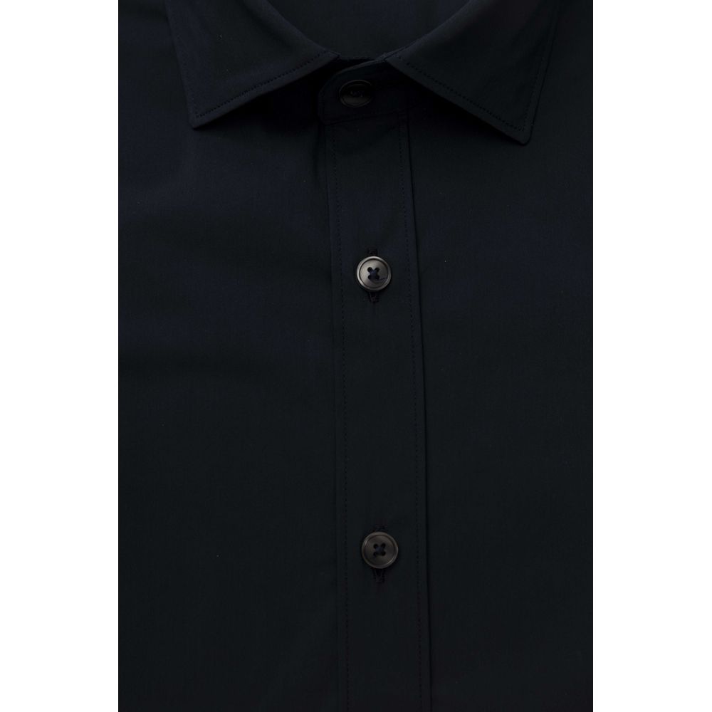 Bagutta Blaues Baumwoll Herrenhemd Slim Fit mit französischem Kragen