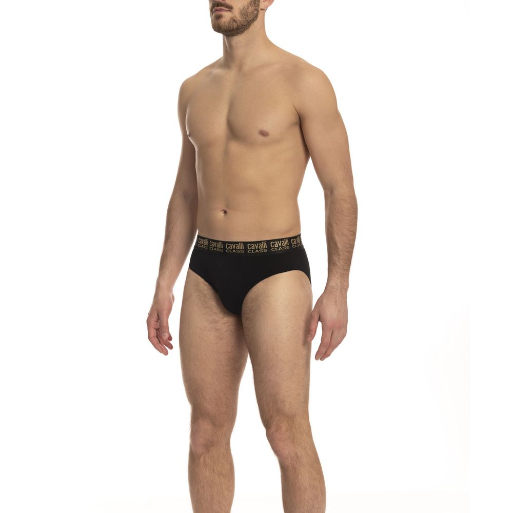 Cavalli Class Black Cotton Men's Briefs Pair