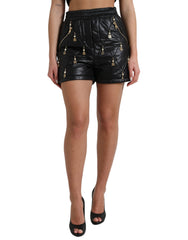 Dolce & Gabbana Schwarze verzierte High Waist Hot Pants Shorts