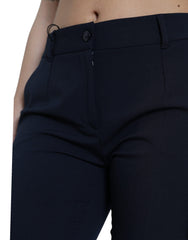 Dolce & Gabbana Blaue verkürzte Caprihose mit mittlerer Bundhöhe