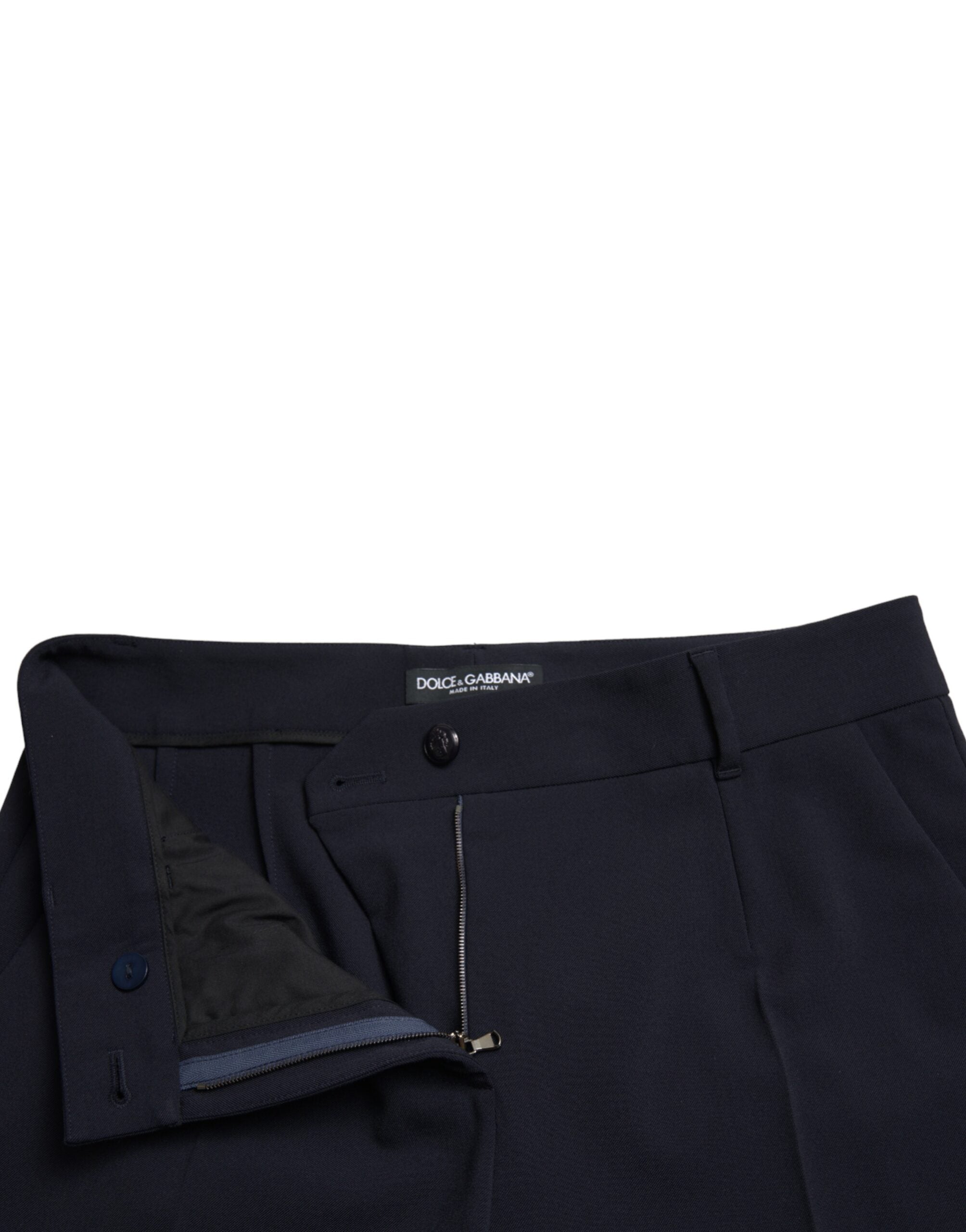 Dolce & Gabbana Blaue verkürzte Caprihose mit mittlerer Bundhöhe