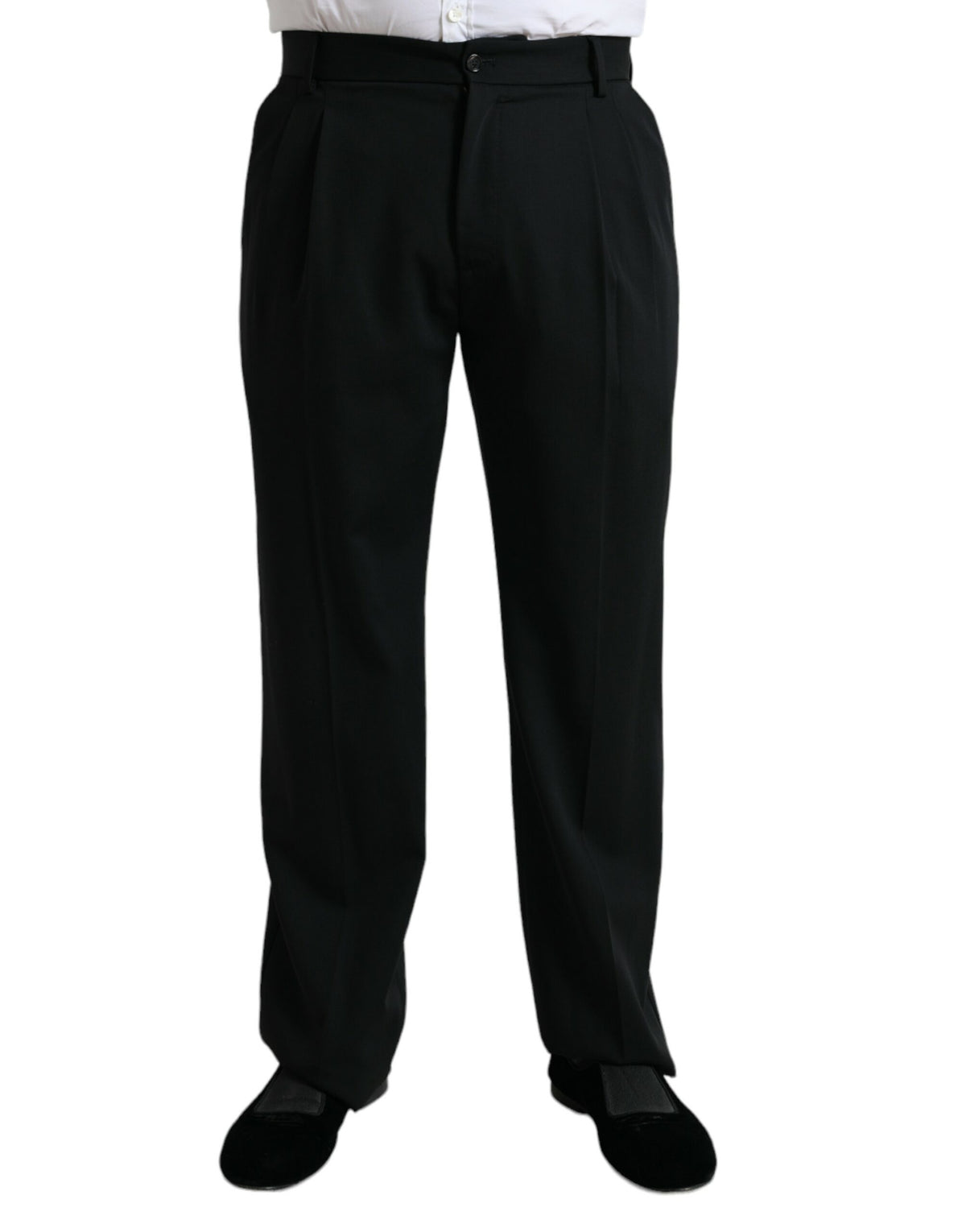 Dolce & Gabbana Schwarze elegante Anzughose aus Wolle mit geradem Schnitt