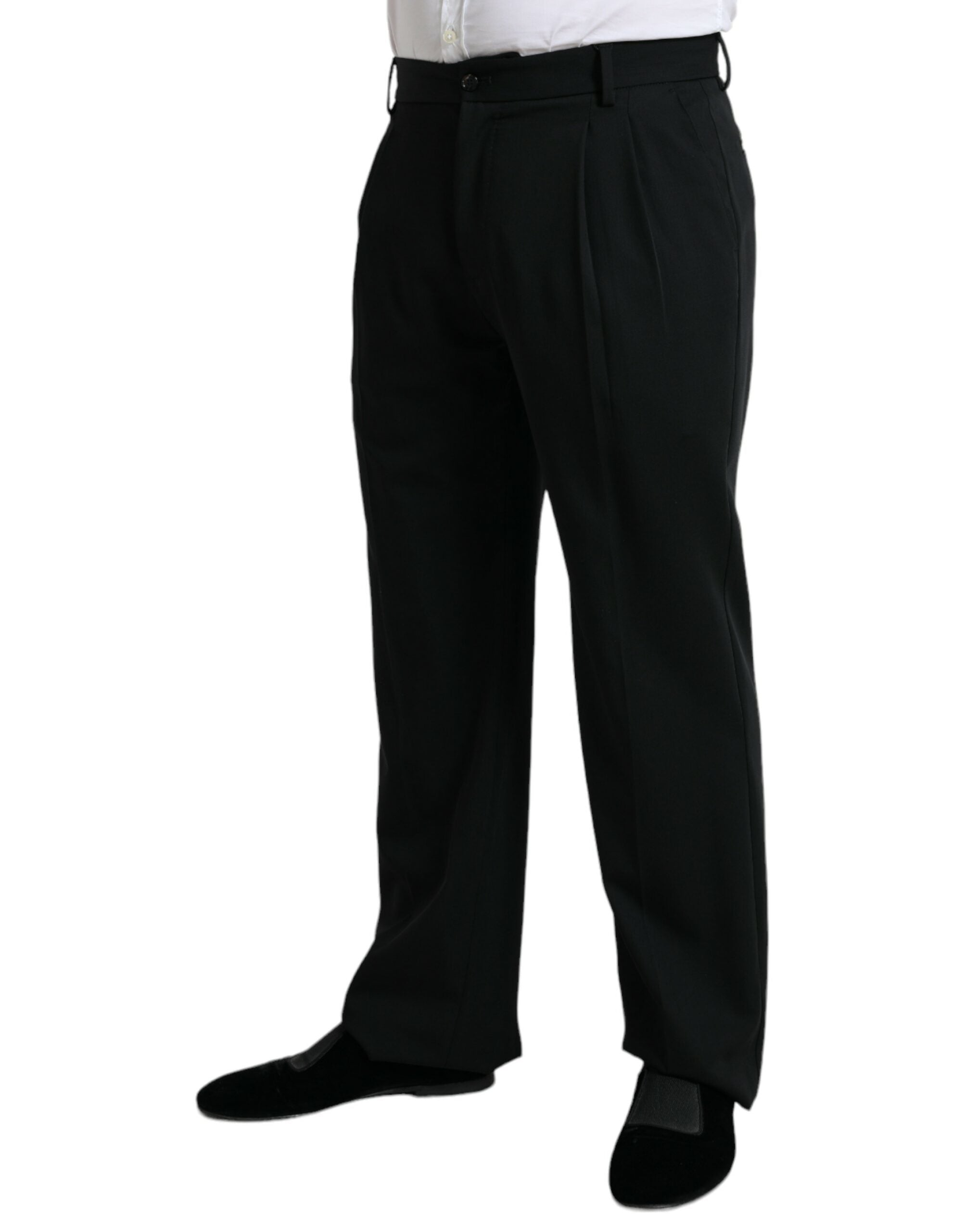 Dolce & Gabbana Schwarze elegante Anzughose aus Wolle mit geradem Schnitt
