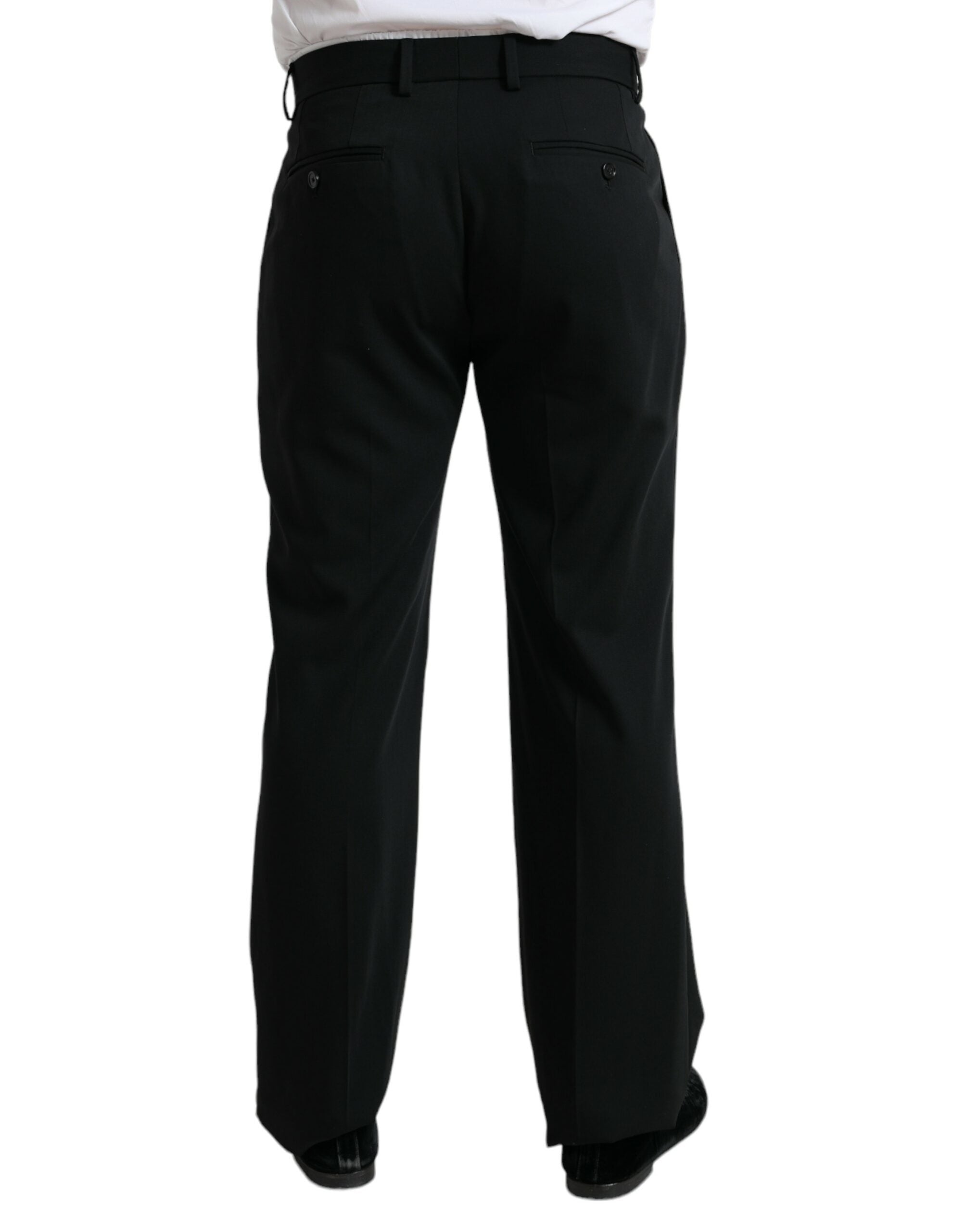 Dolce & Gabbana Schwarze elegante Anzughose aus Wolle mit geradem Schnitt