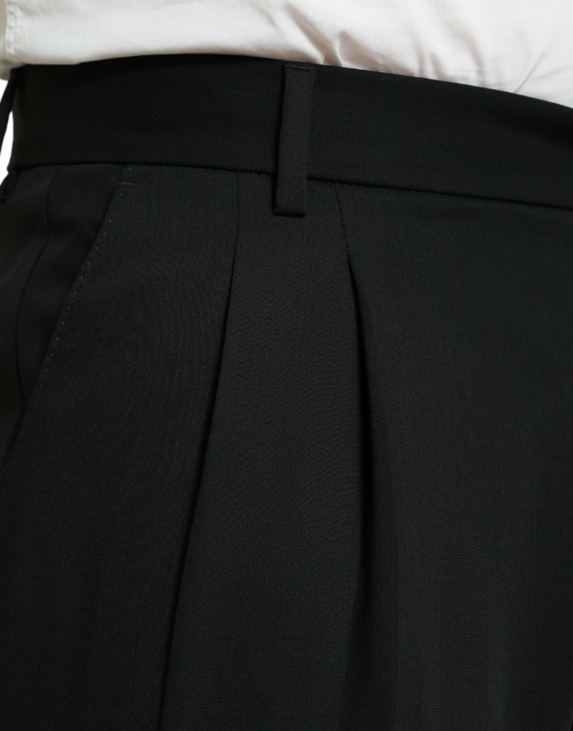 Dolce & Gabbana Schwarze elegante Anzughose aus Wolle mit geradem Schnitt