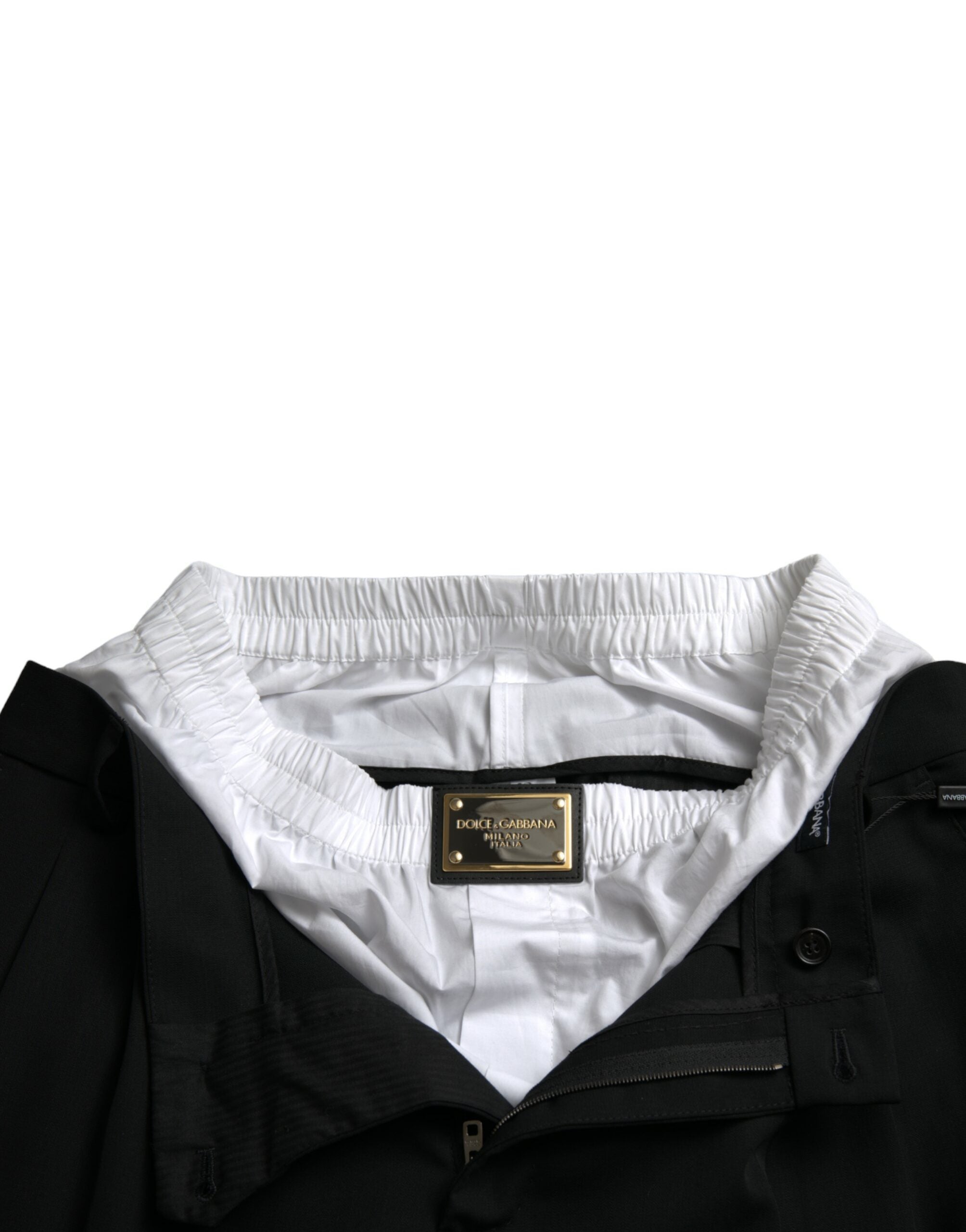 Dolce & Gabbana Schwarze elegante Anzughose aus Wolle mit geradem Schnitt