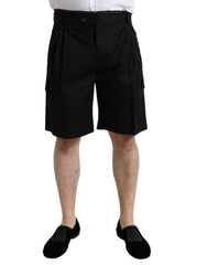 Dolce & Gabbana Schwarze Cargo-Bermuda-Shorts aus Baumwollstretch