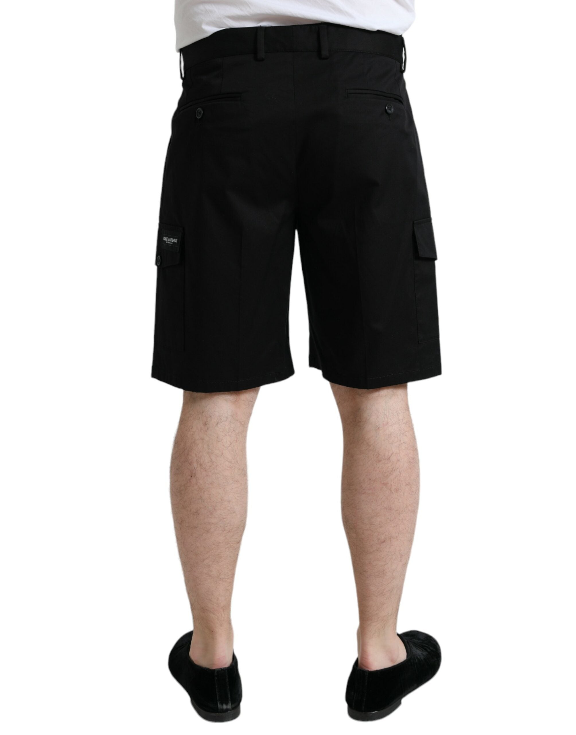 Dolce & Gabbana Schwarze Cargo-Bermuda-Shorts aus Baumwollstretch