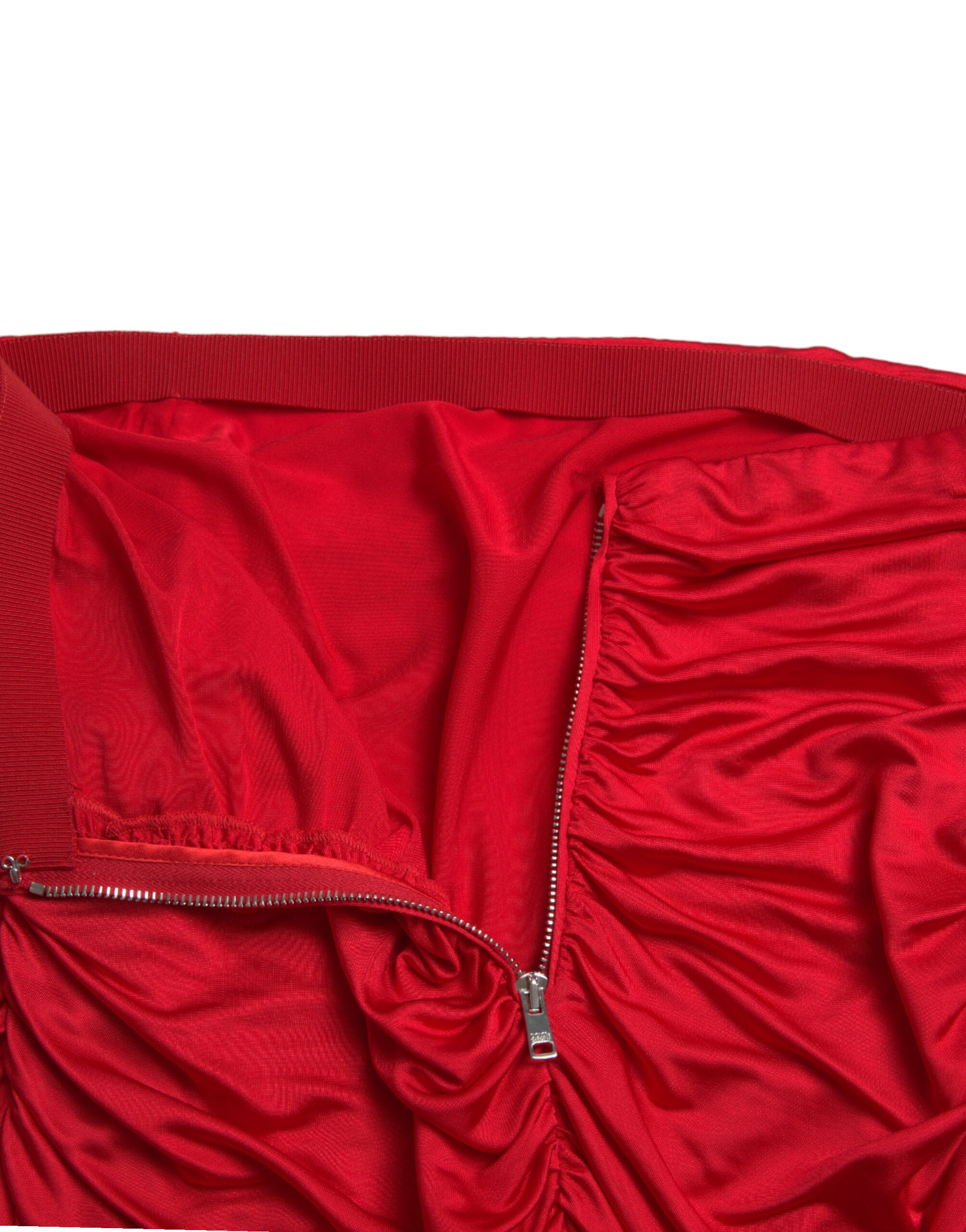 Dolce & Gabbana Roter, hoch taillierter, taillierter Faltenrock aus Viskose