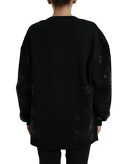 Dolce & Gabbana Zwarte Pullover met Geborduurd Bloemenlogo