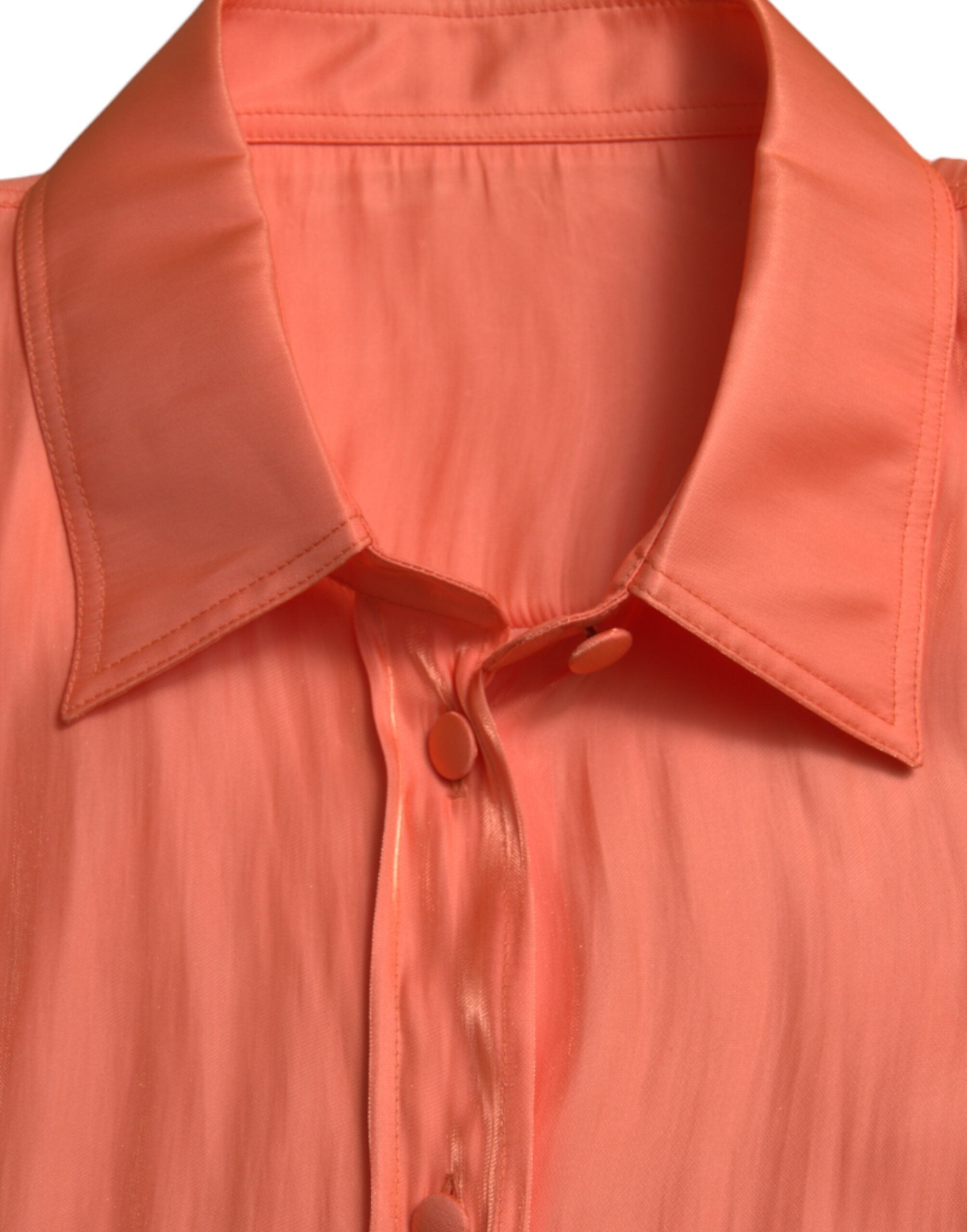 Dolce & Gabbana Pfirsichfarbene Langarm-Bluse mit Knopfleiste