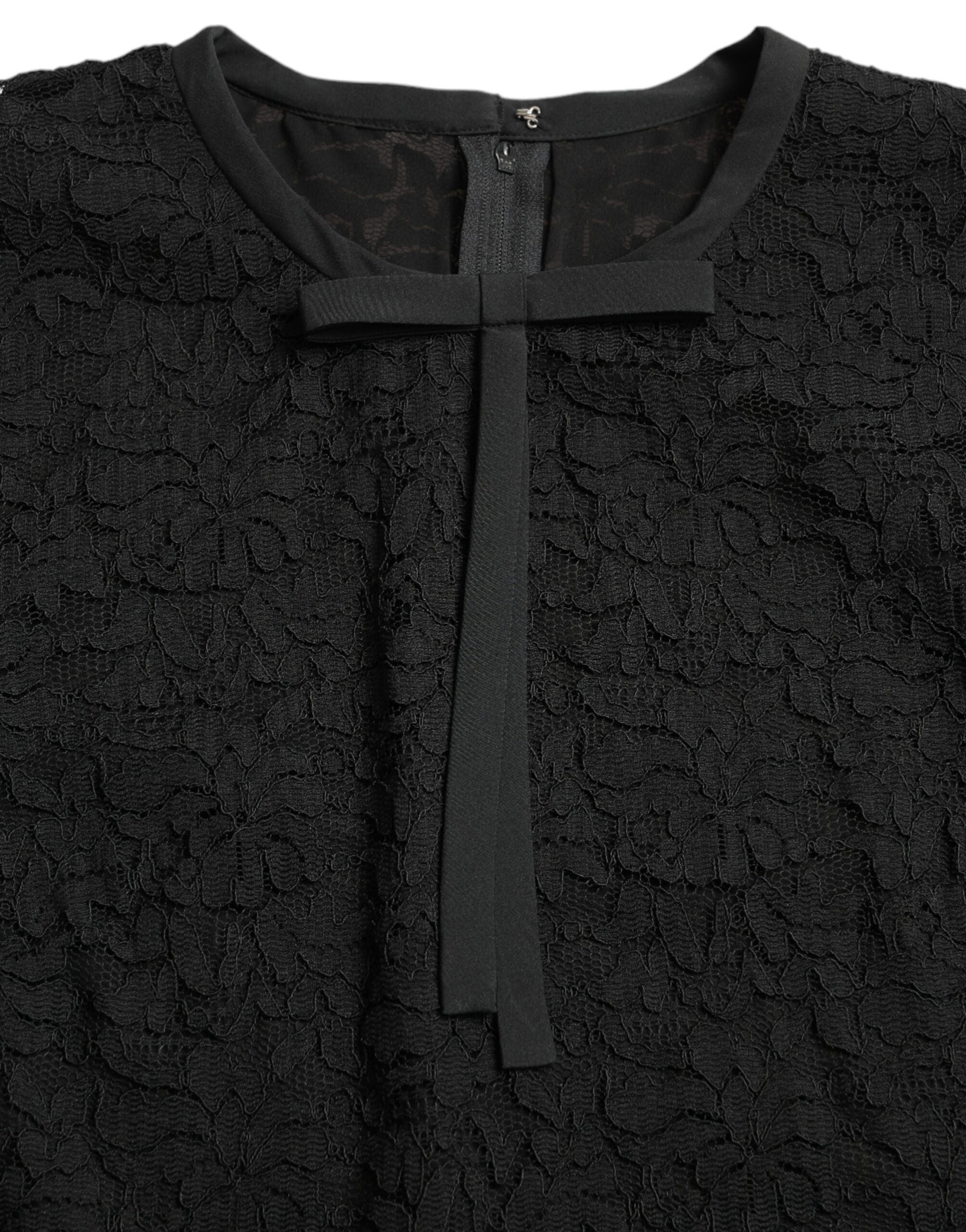 Dolce & Gabbana Schwarze STAFF Bluse Blumen Spitze Nylon Top