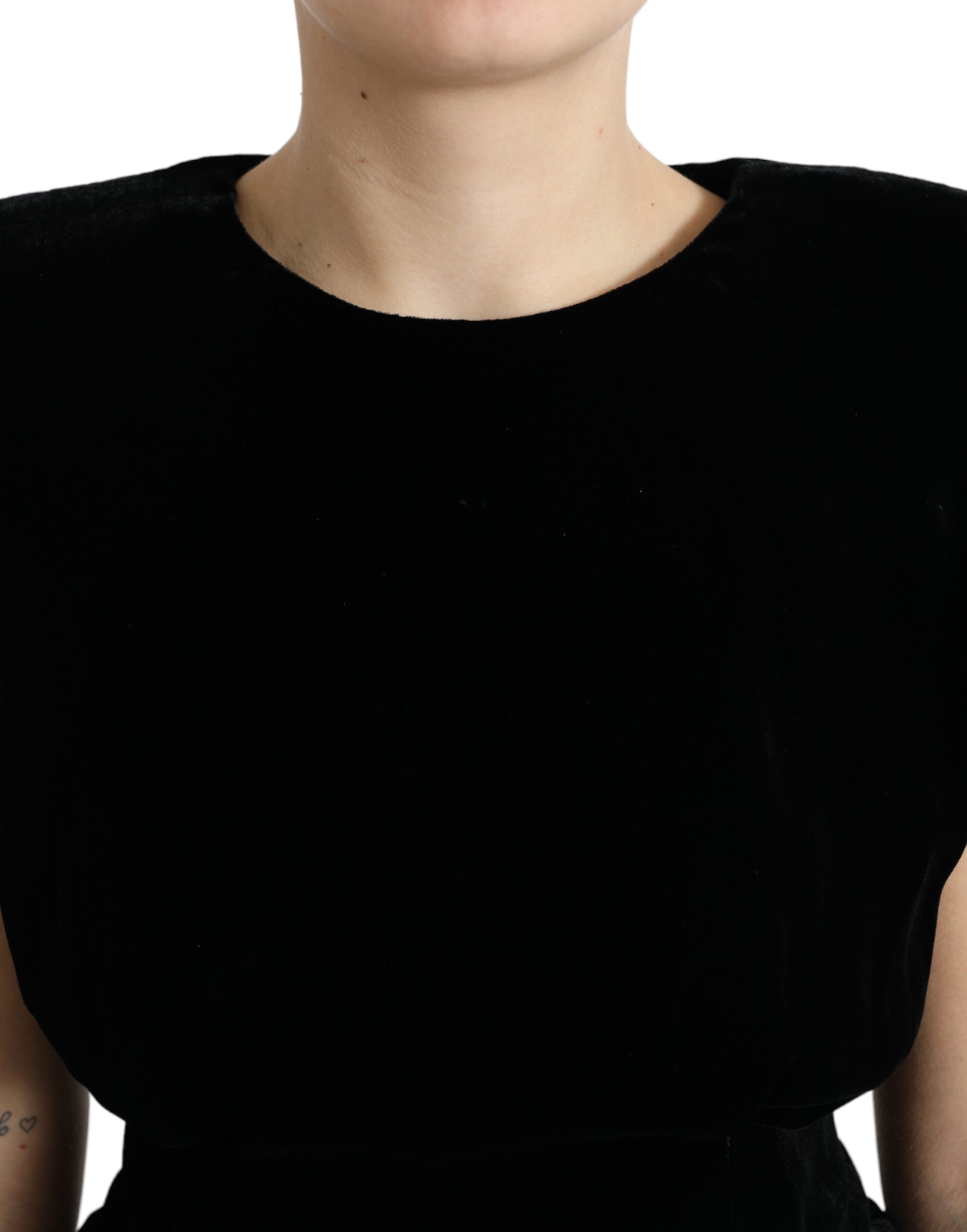 Dolce & Gabbana Schwarze Samt-Bluse mit Passform und gepolsterten Schultern
