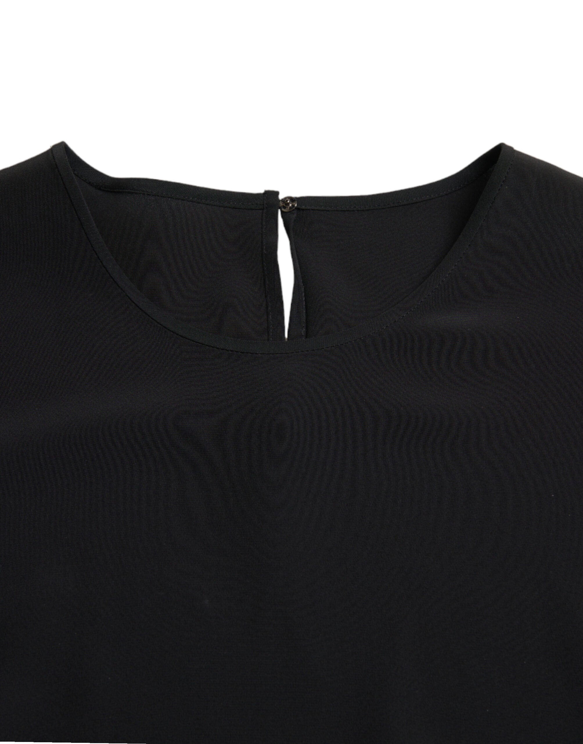 Dolce & Gabbana Zwarte Zijden Blouse met Ronde Hals en Korte Mouwen