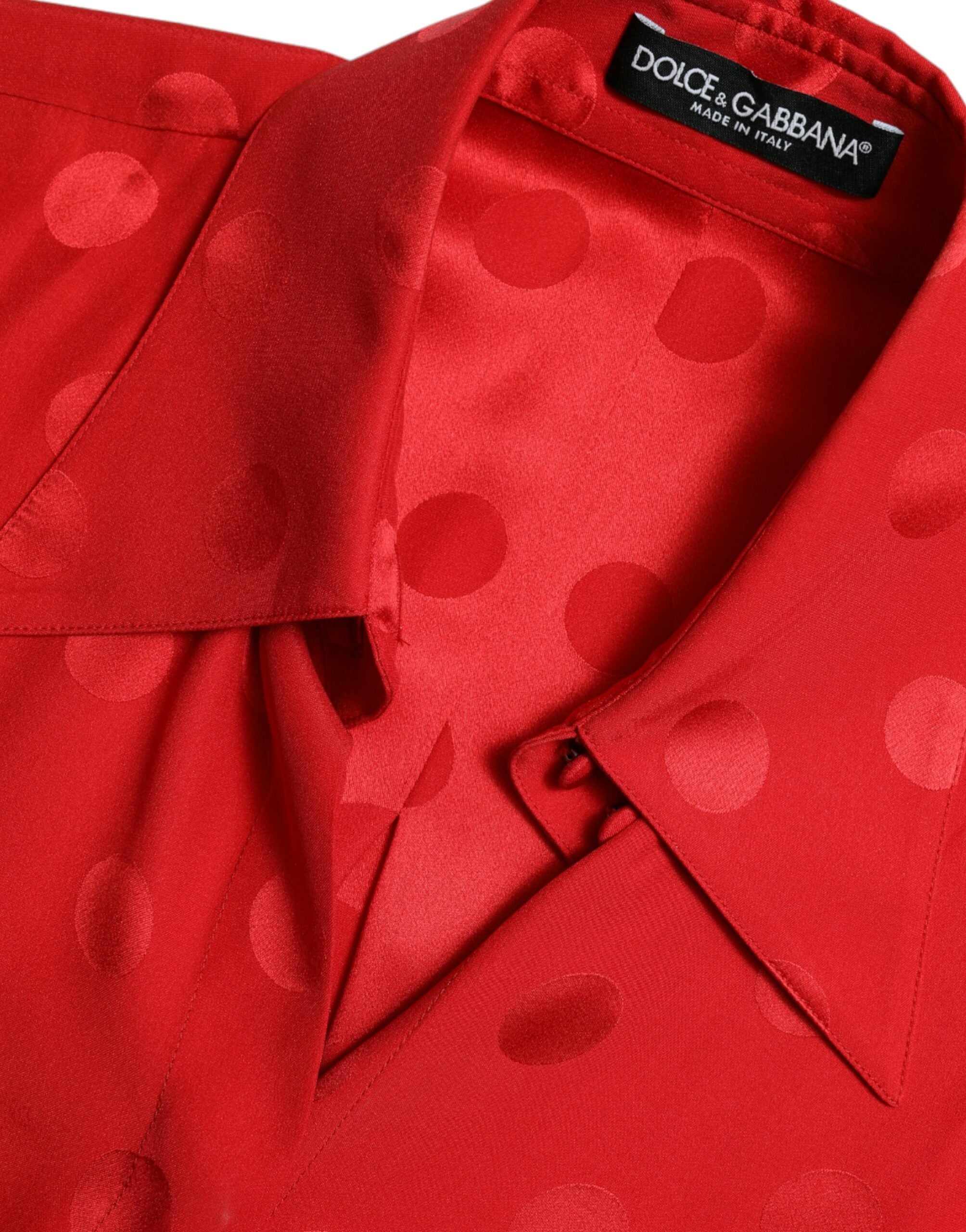Dolce & Gabbana Rot Gepunktete Ärmellose Bluse mit Kragen