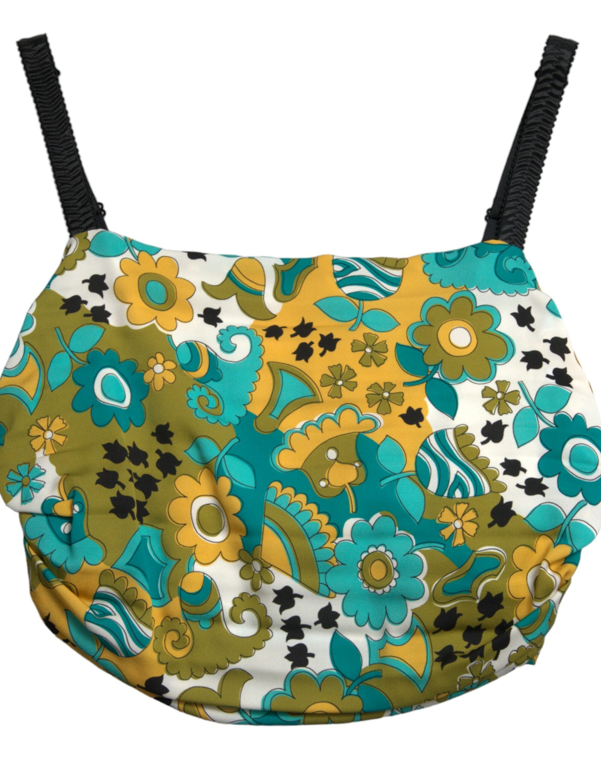Dolce & Gabbana Ärmelloses, bauchfreies Top mit mehrfarbigem Blumenmuster