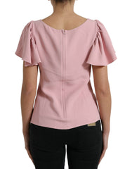 Dolce & Gabbana Roze Blouse met Korte Mouwen en Ronde Hals