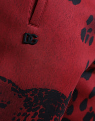 Dolce & Gabbana Rote Schwarze Leopard Stretch Jogger Hose