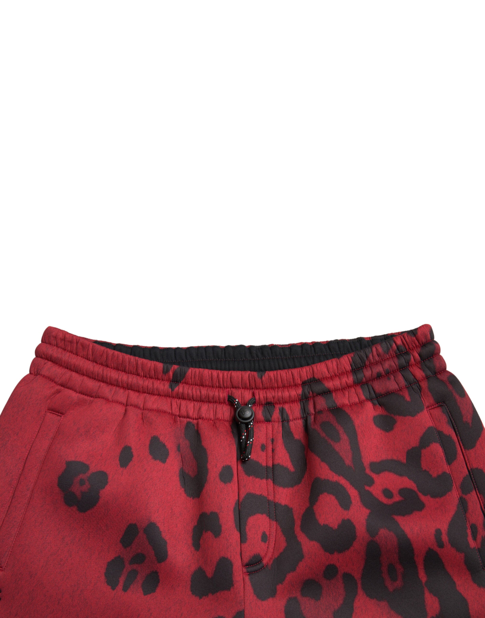 Dolce & Gabbana Rote Schwarze Leopard Stretch Jogger Hose