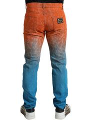 Dolce & Gabbana Multicolor Ombre Katoenen Slim Fit Denim Jeans
