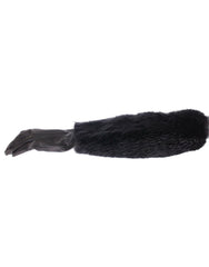 Dolce & Gabbana Schwarze Biberfell Lammleder Ellenbogenhandschuhe