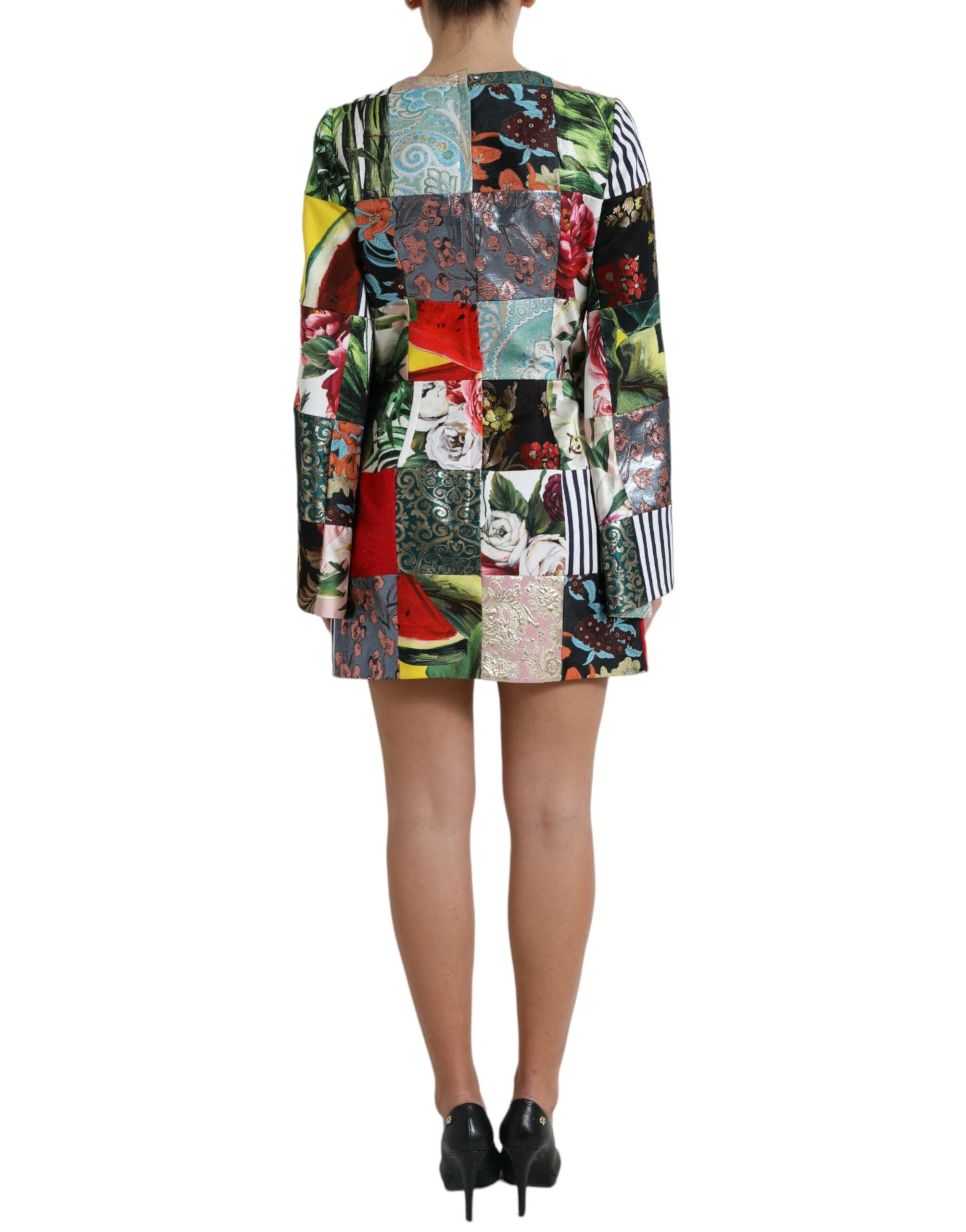 Dolce & Gabbana Mini-Shift-Kleid aus mehrfarbigem floralem Patchwork