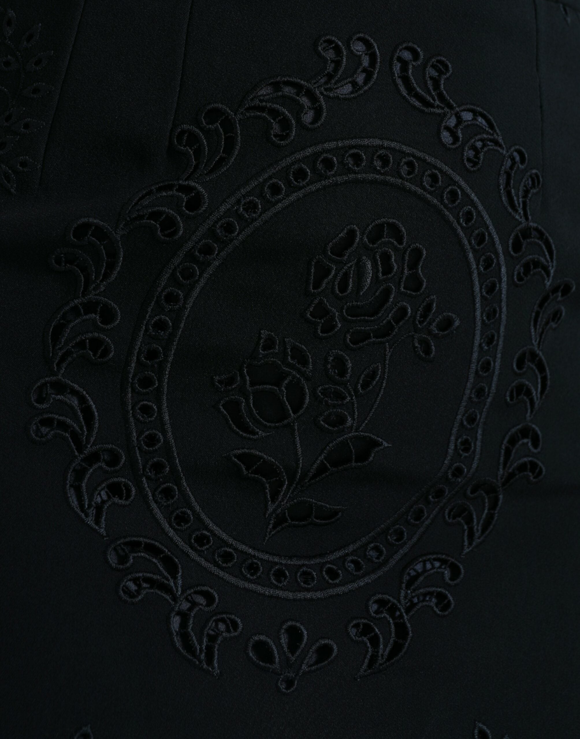 Dolce & Gabbana Schwarzes florales Spitzen-Viskose-Bodycon-Midikleid