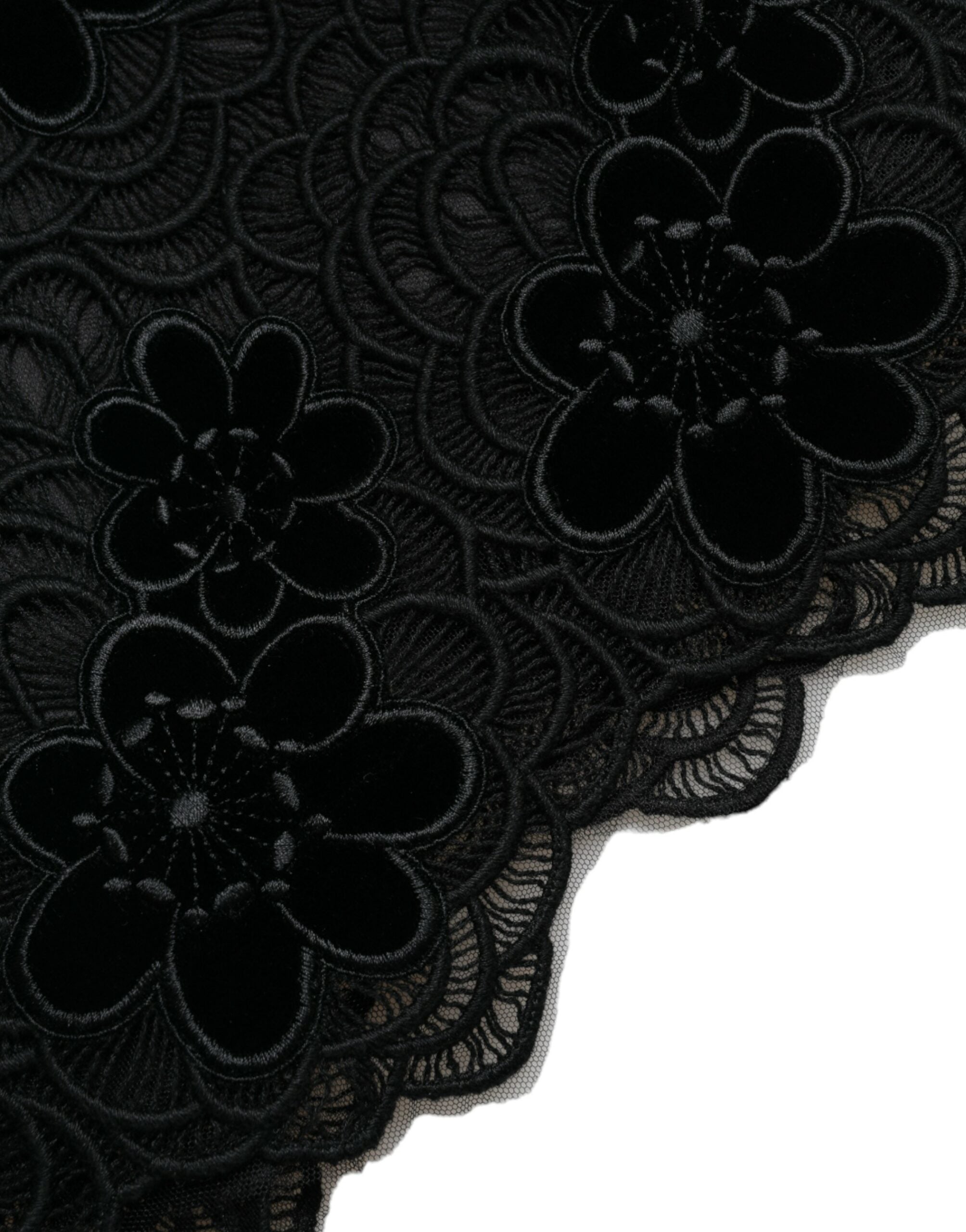 Dolce & Gabbana Schwarzes Bodycon-Kleid aus Baumwolle mit Blumenmuster aus Spitze