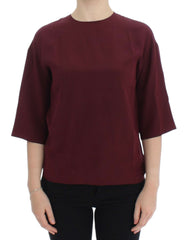 Dolce & Gabbana Rote Seidenbluse mit 3/4-Ärmeln