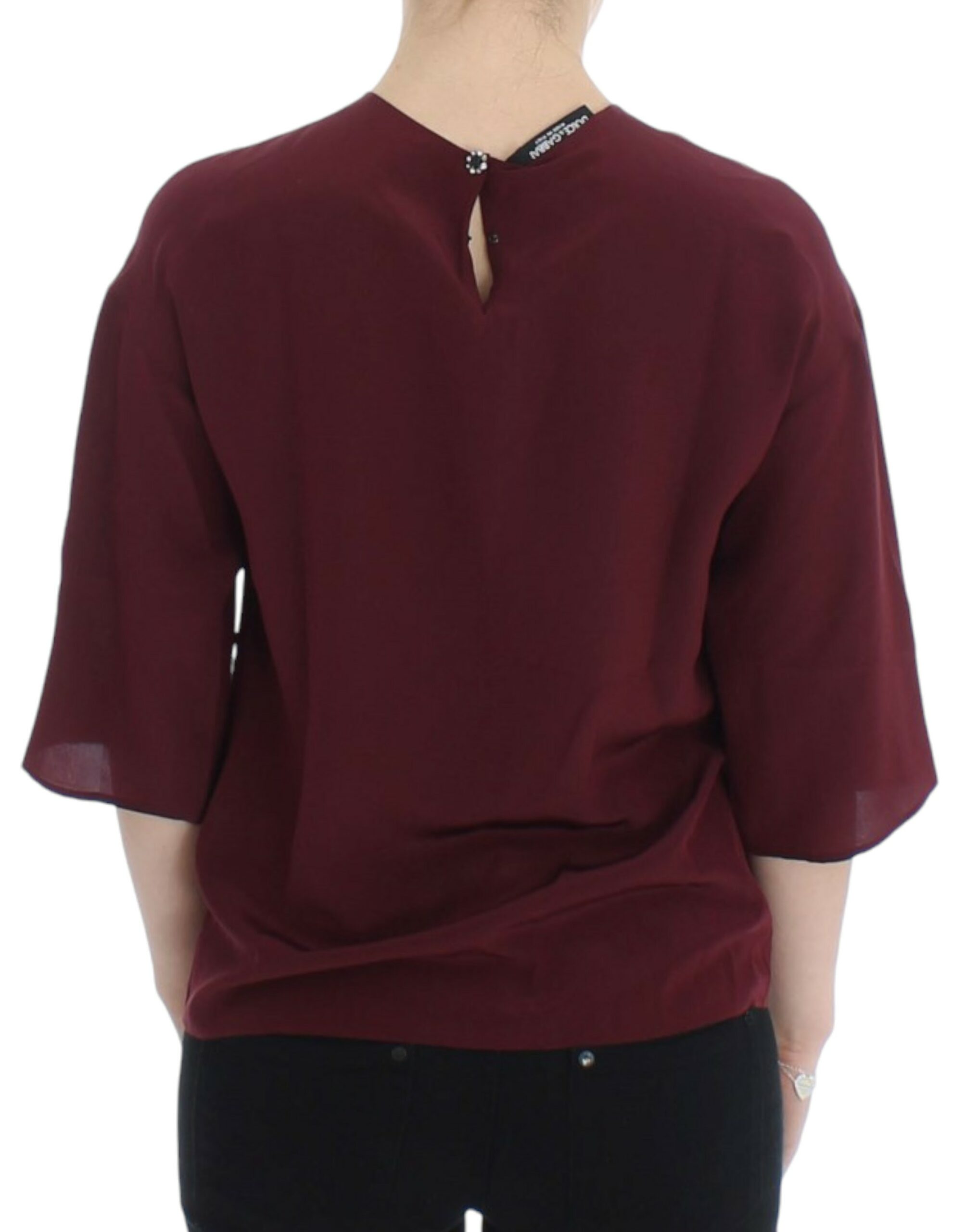 Dolce & Gabbana Rote Seidenbluse mit 3/4-Ärmeln