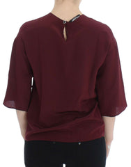 Dolce & Gabbana Rote Seidenbluse mit 3/4-Ärmeln