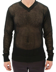 Dolce & Gabbana Donkergroene Runway Netz Pullover Gebreide Trui