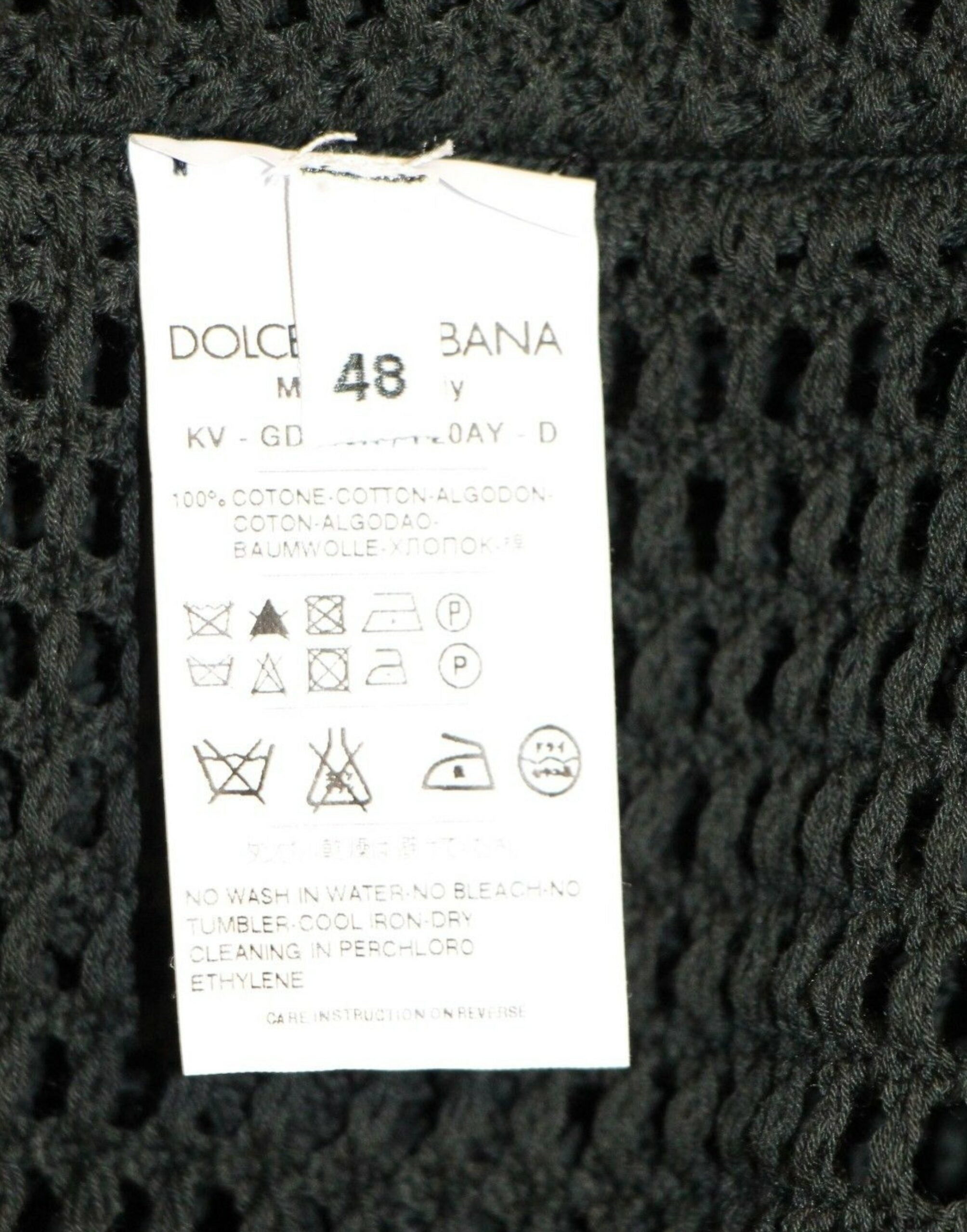 Dolce & Gabbana Donkergroene Runway Netz Pullover Gebreide Trui