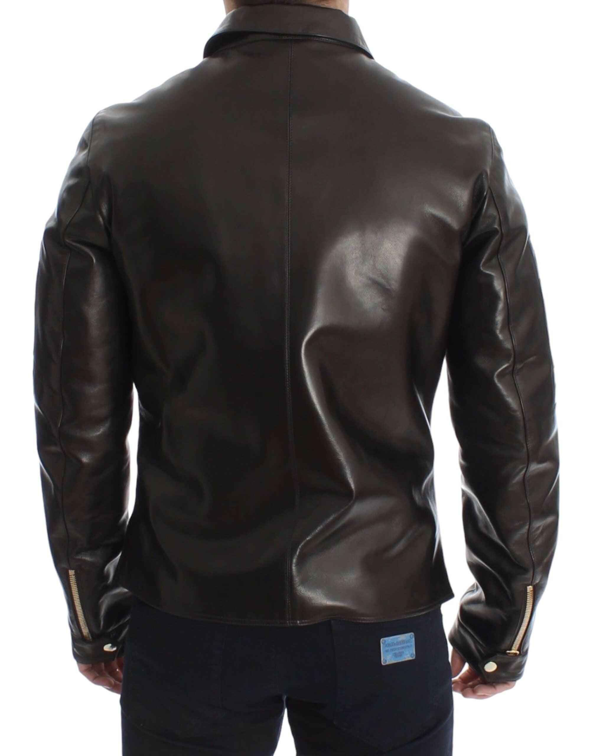 Dolce & Gabbana Braune Lammleder-Reißverschlussjacke