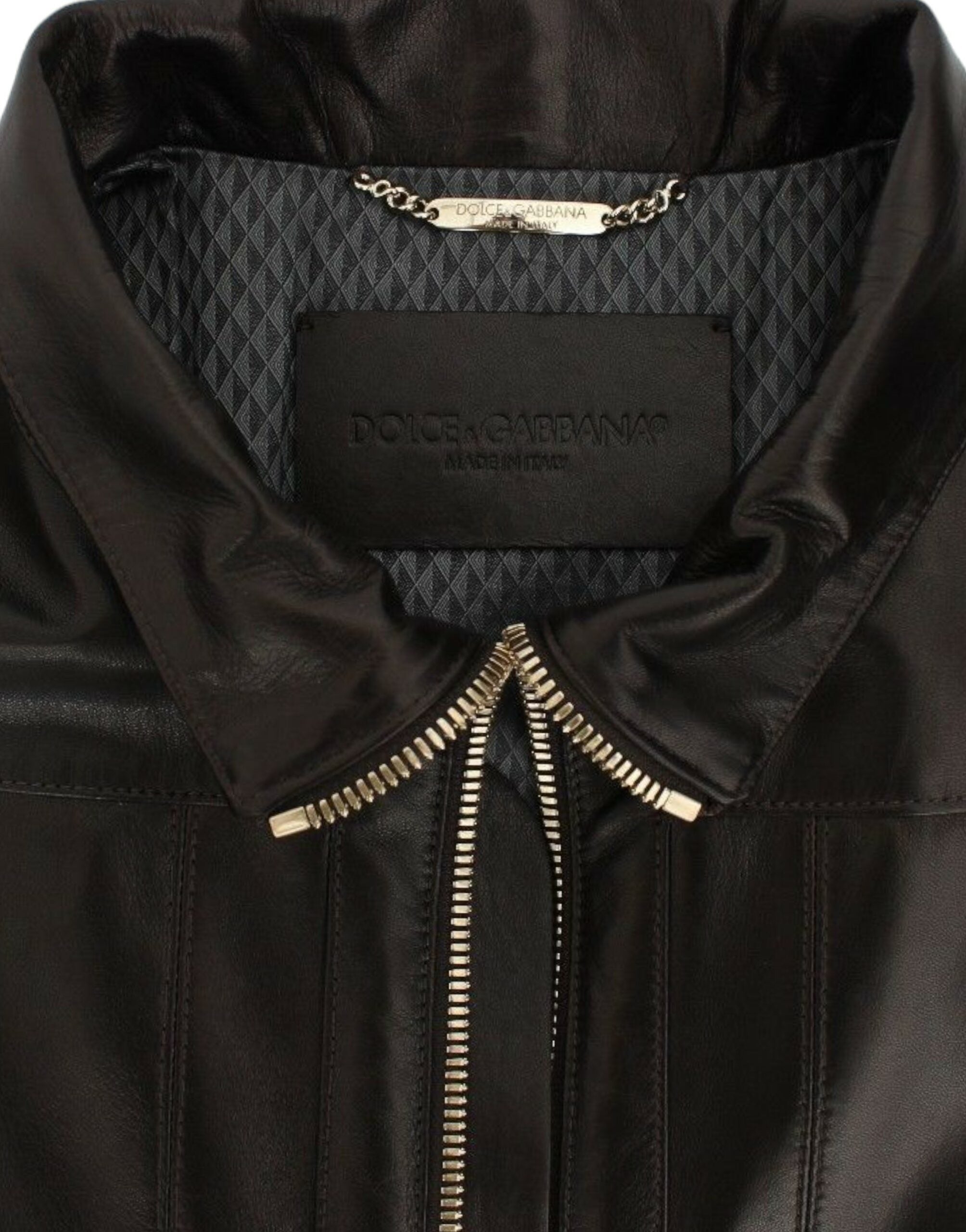 Dolce & Gabbana Braune Lammleder-Reißverschlussjacke