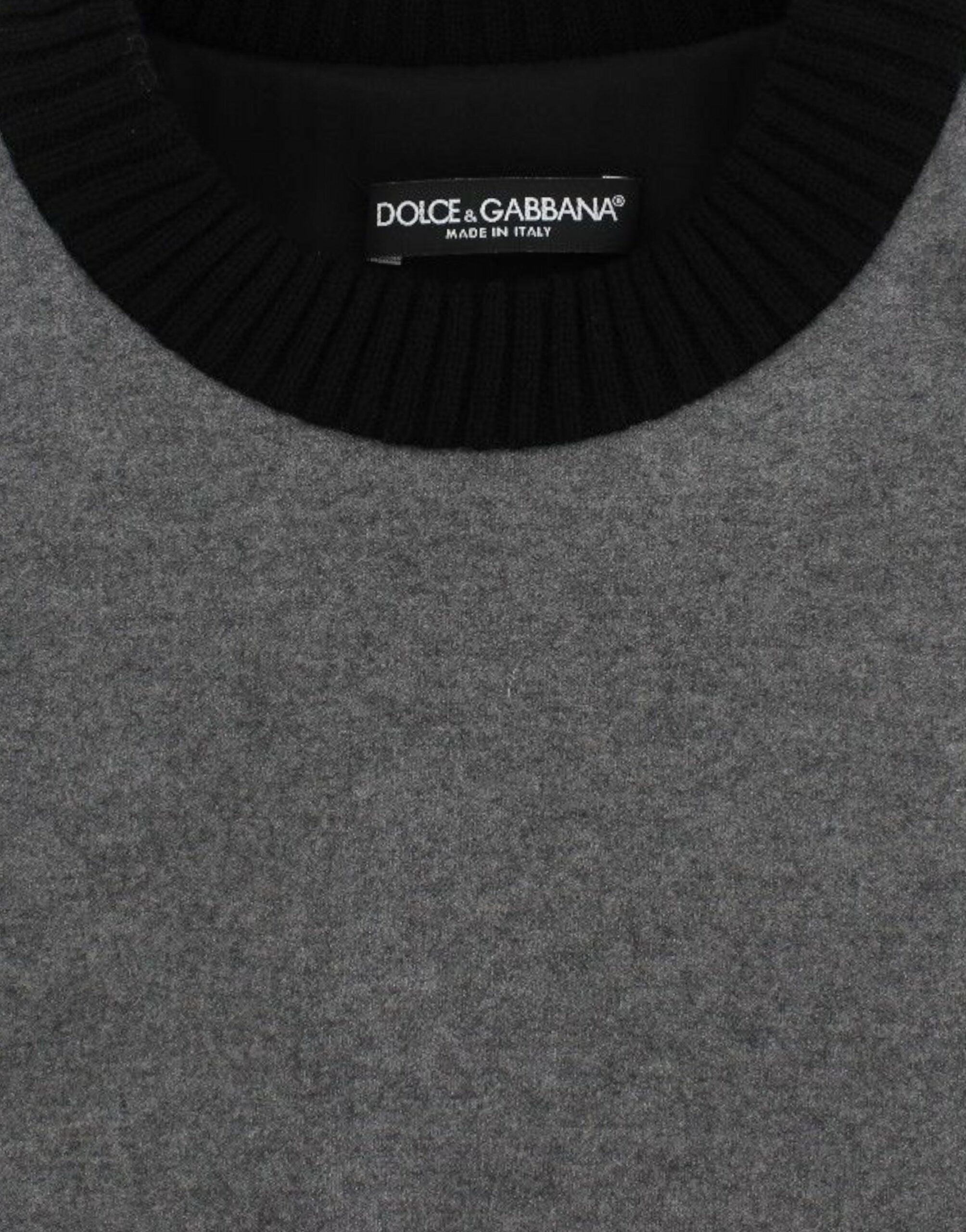 Dolce & Gabbana Grau Schwarzer Spitze Wolle Kaschmir Pullover