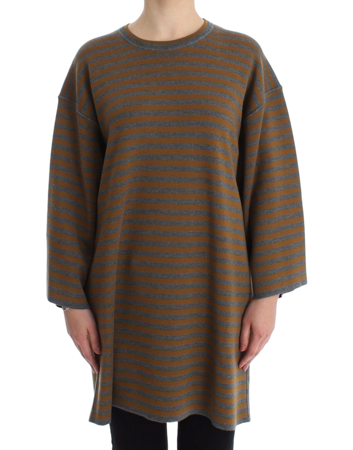Dolce & Gabbana Oversized Pullovertop mit grauen und gelben Streifen