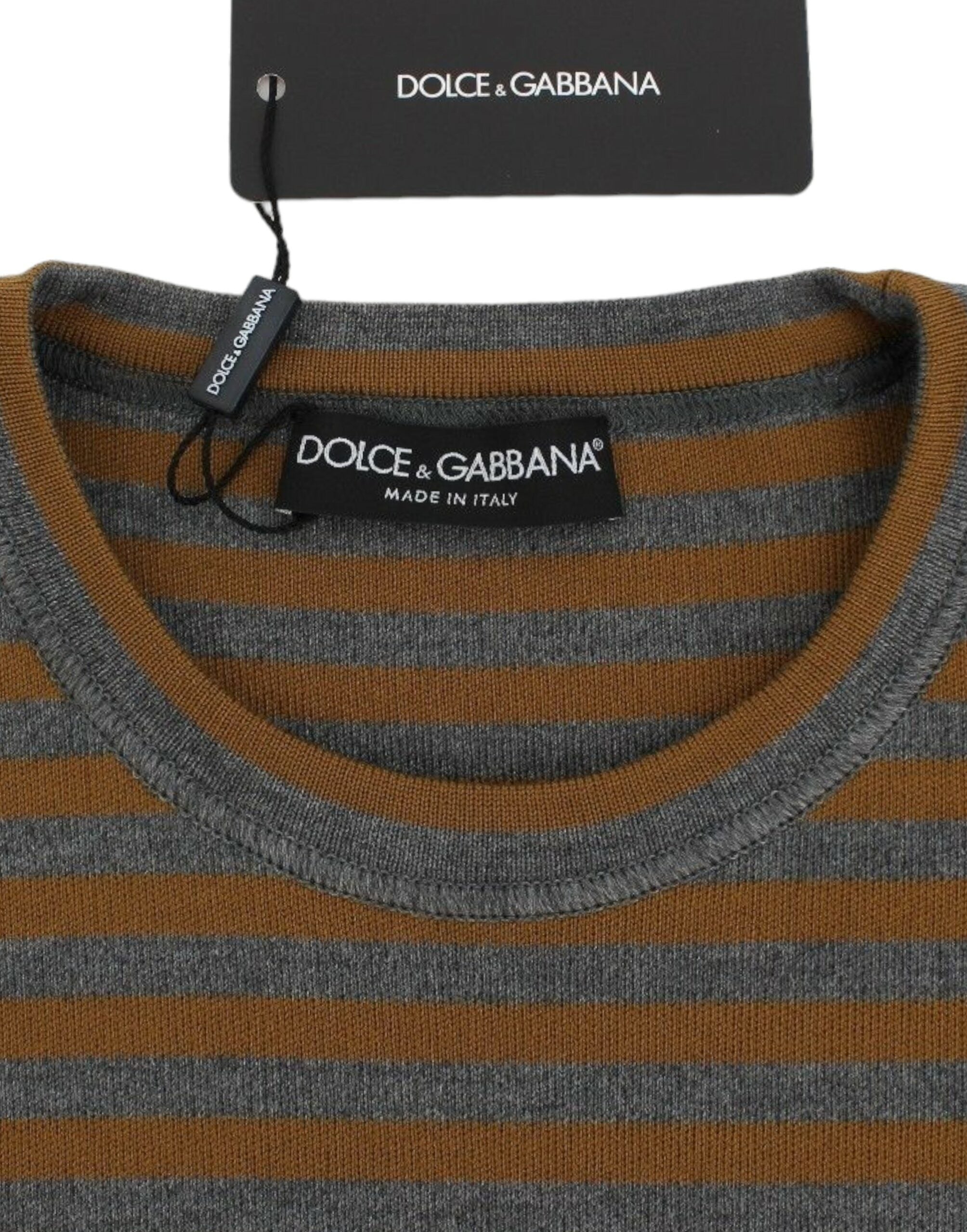 Dolce & Gabbana Oversized Pullovertop mit grauen und gelben Streifen