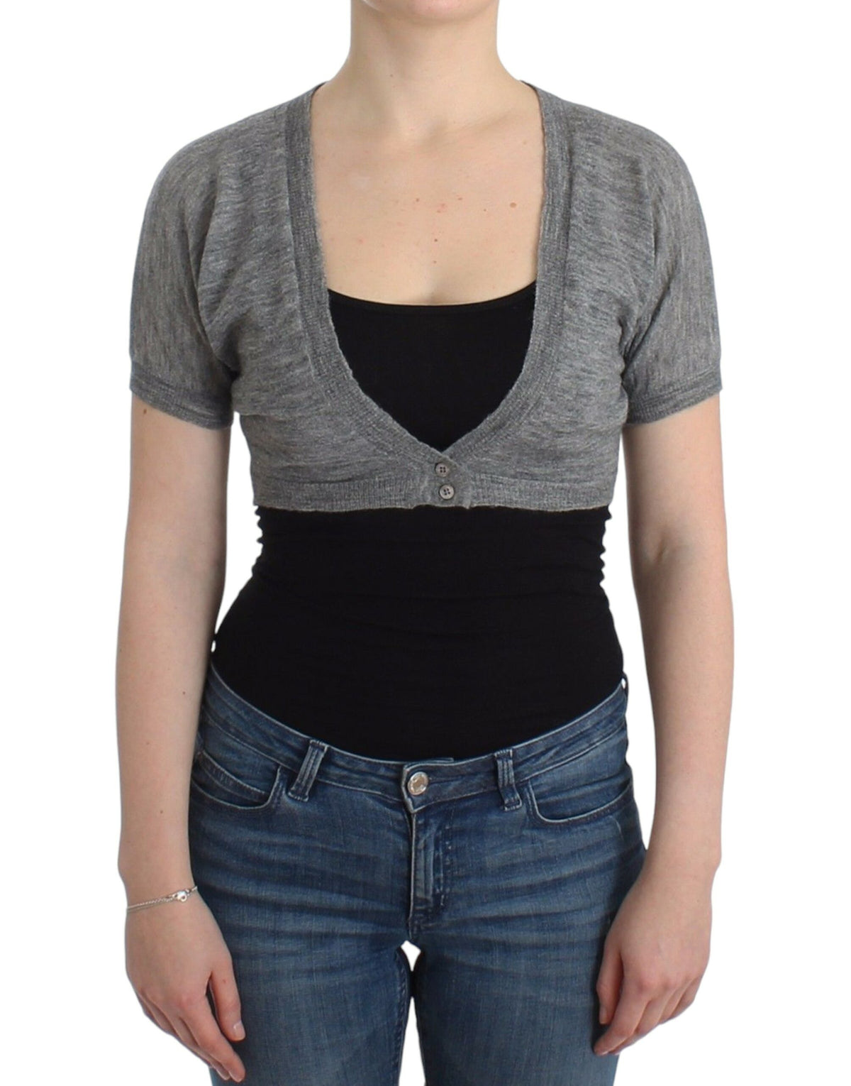 Ermanno Scervino Lingerie Strick Grau Bolero Pullover Cardigan